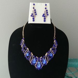 Blue Rhinestone Jewelry Set
